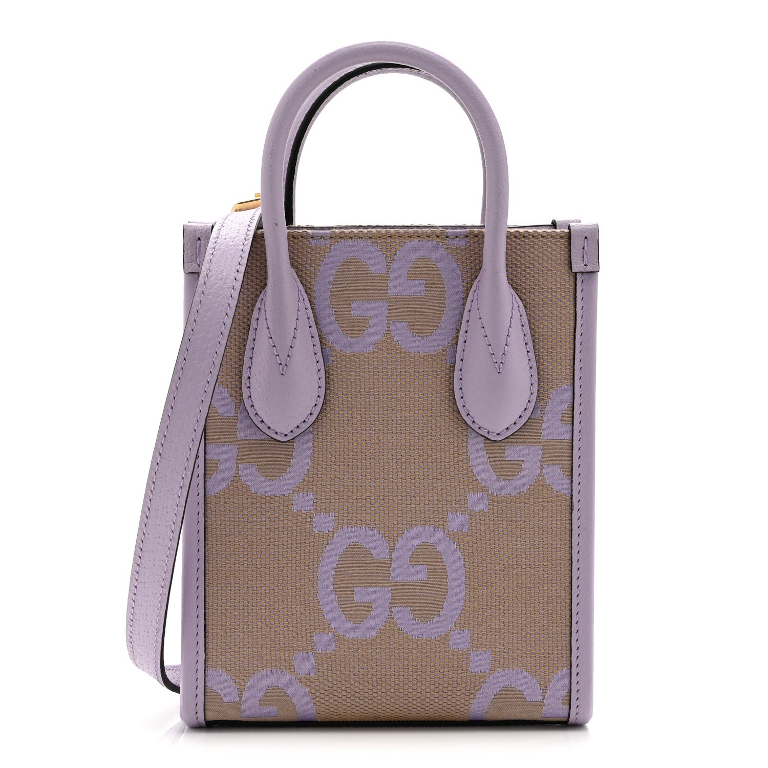 Gucci Monogram Jumbo GG Textured Dollar Calfskin Mini Tote Bag Beige Lapis 1 of 11