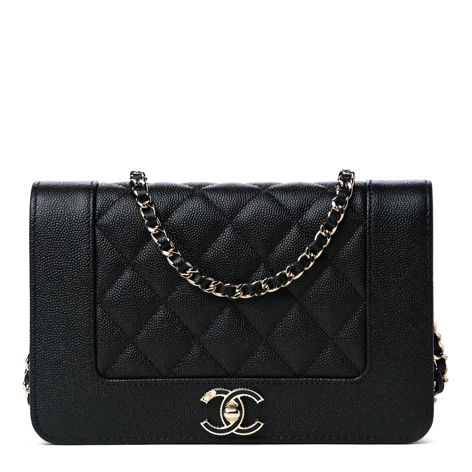 Chanel Caviar Quilted Vintage Mademoiselle Wallet On Chain WOC Black 2 of 10