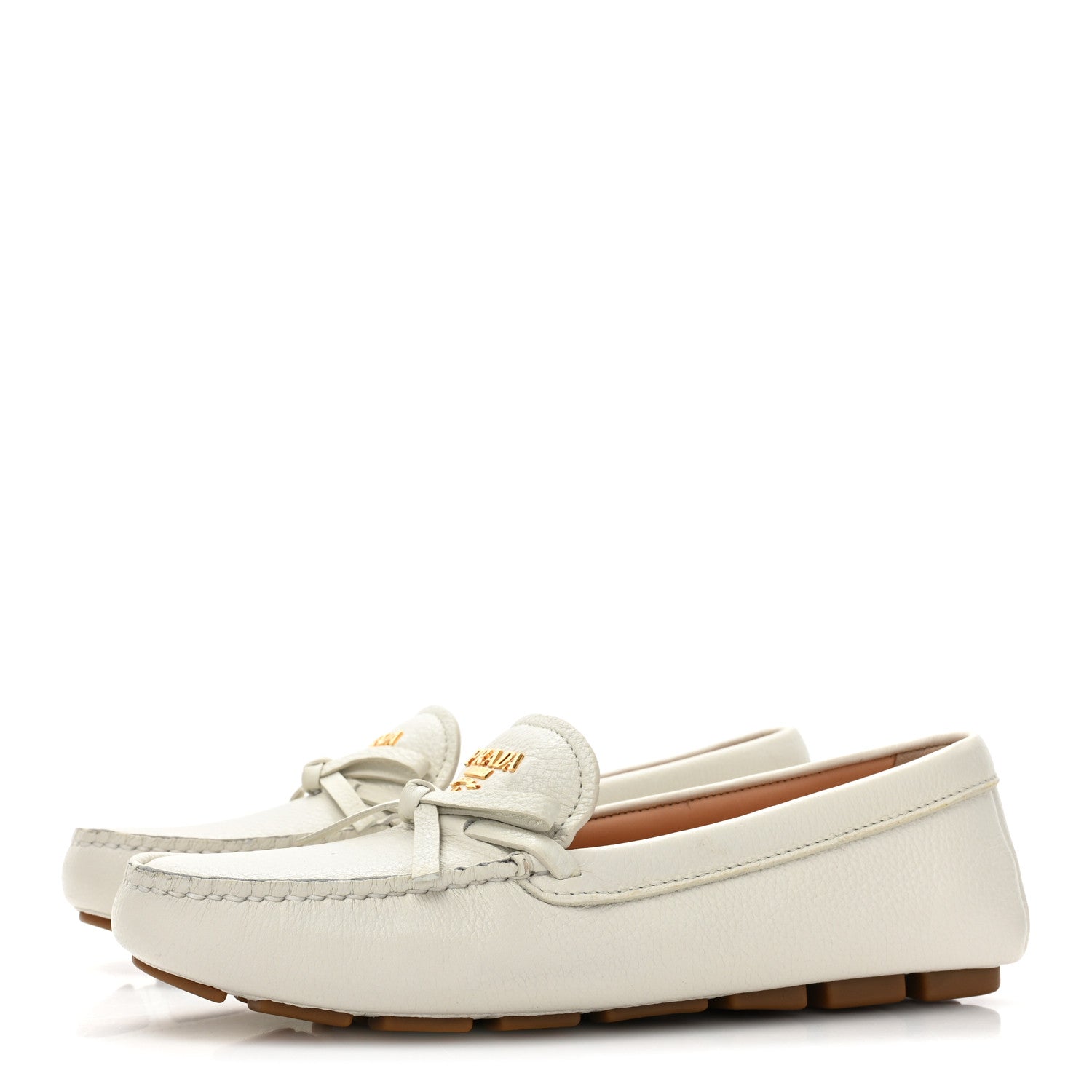 Prada Calfskin Bow Driving Loafer 36 White 3 of 13