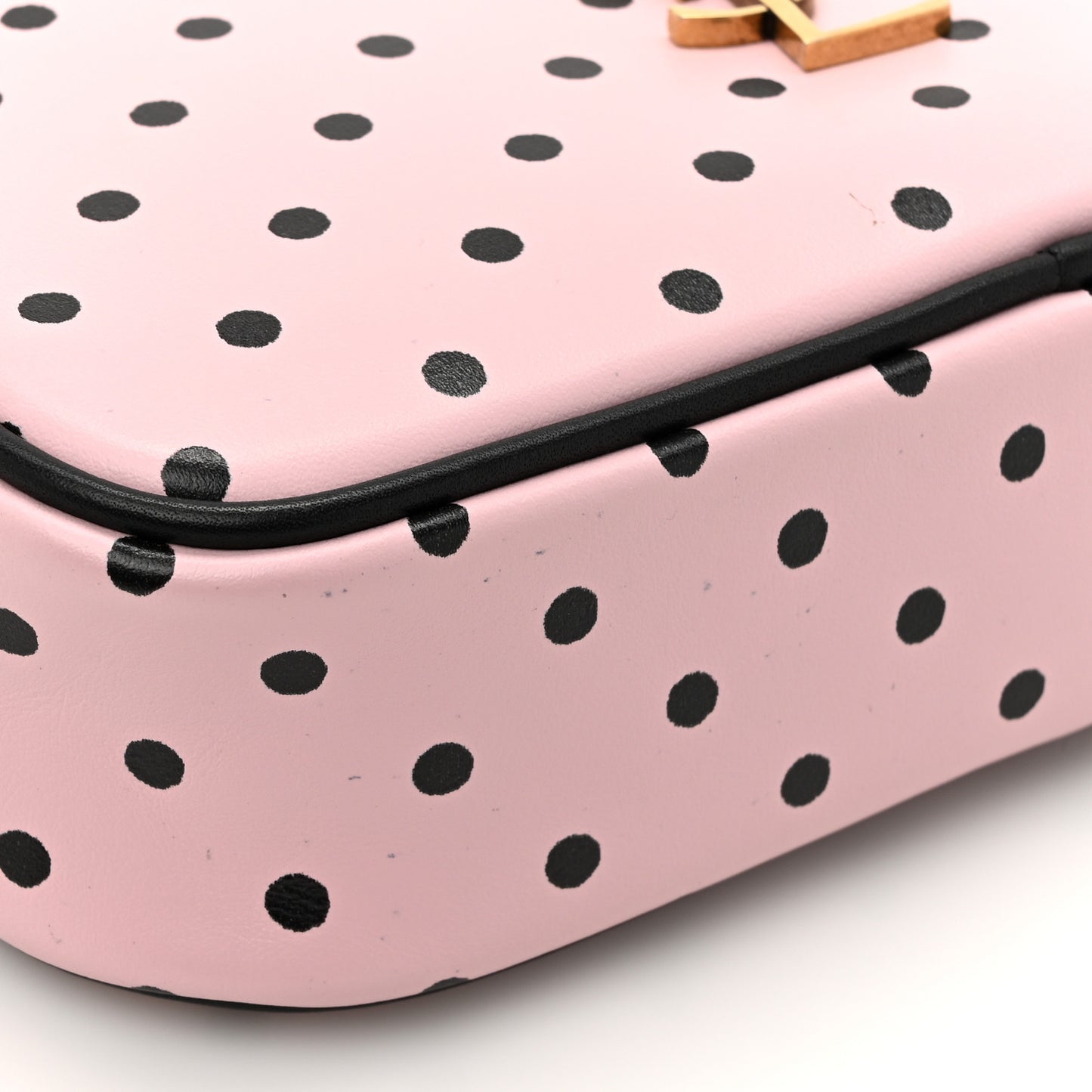 Calfskin Printed Polka Dot Mini Lou Camera Bag Pink Black