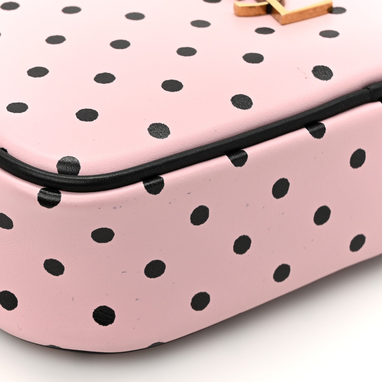 Saint Laurent Calfskin Printed Polka Dot Mini Lou Camera Bag Pink Black 11 of 13