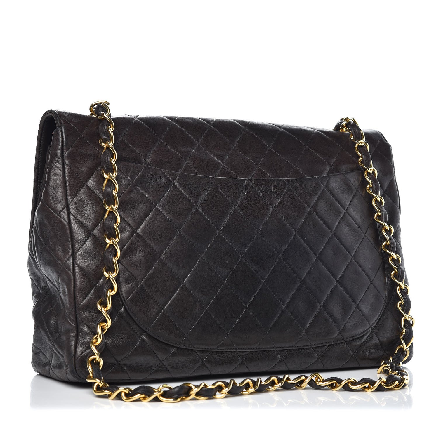 Lambskin Quilted XL Jumbo Single Flap Black