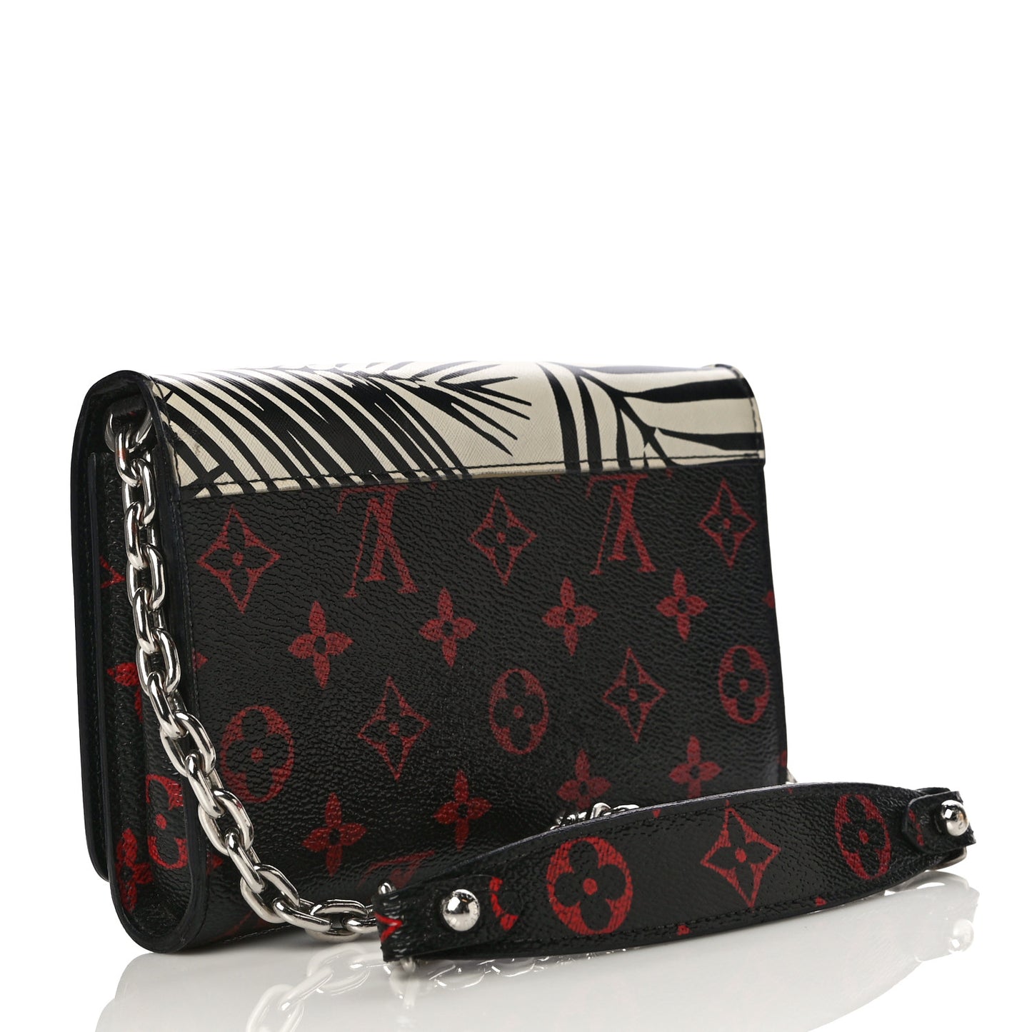 Monogram Palm Twist Chain Wallet Black White