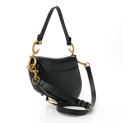 Christian Dior Grained Calfskin Saddle Bag With Strap Black 3 of 16