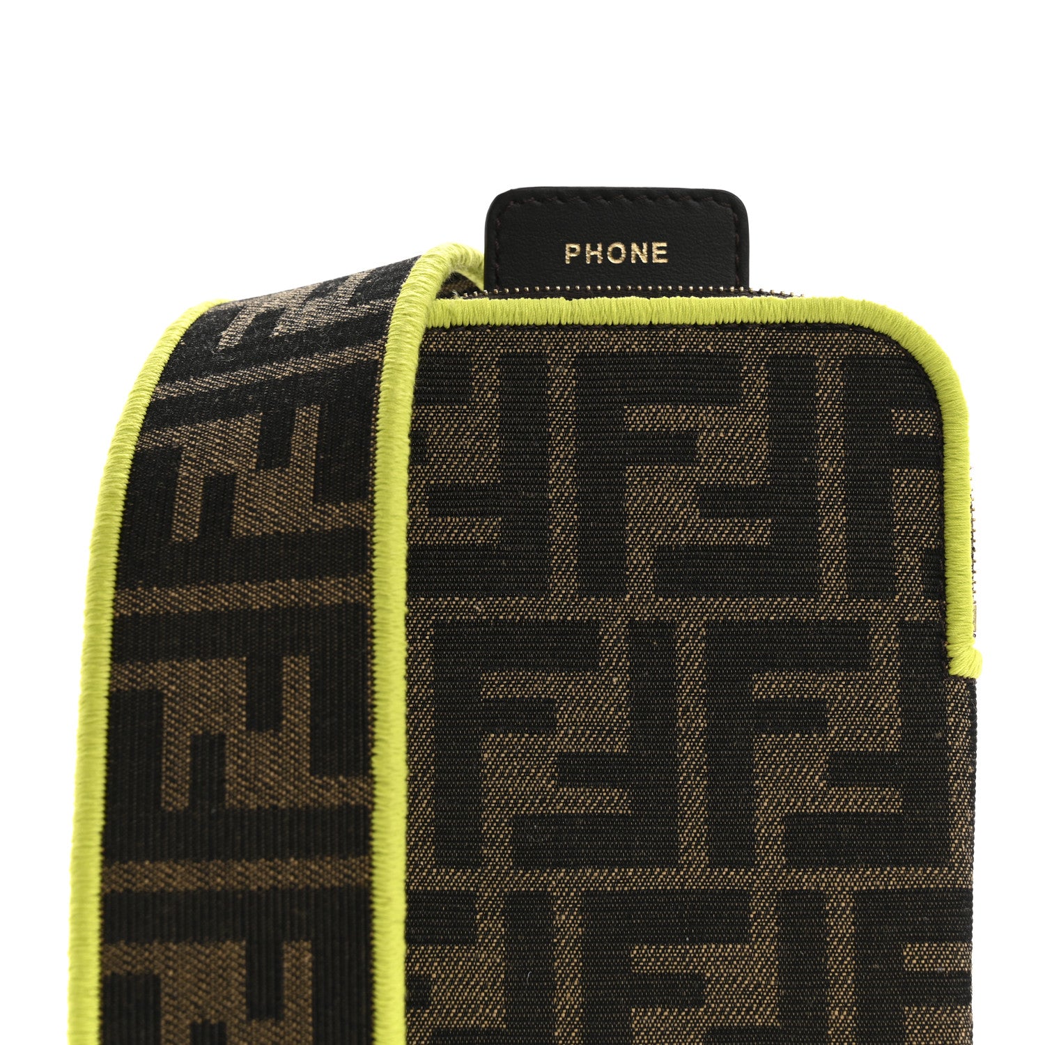 Fendi Fabric Jacquard FF 1974 Cell Pocket Strap You Tobacco Moro Giallo Fluo 9 of 15