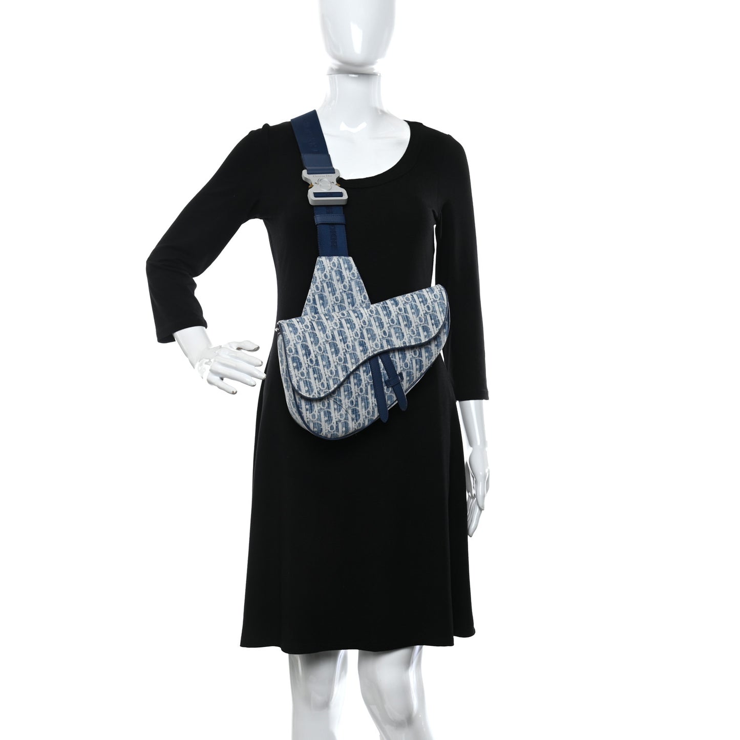 Denim Jacquard Oblique Kasuri Mens Saddle Bag Kasuri Blue White