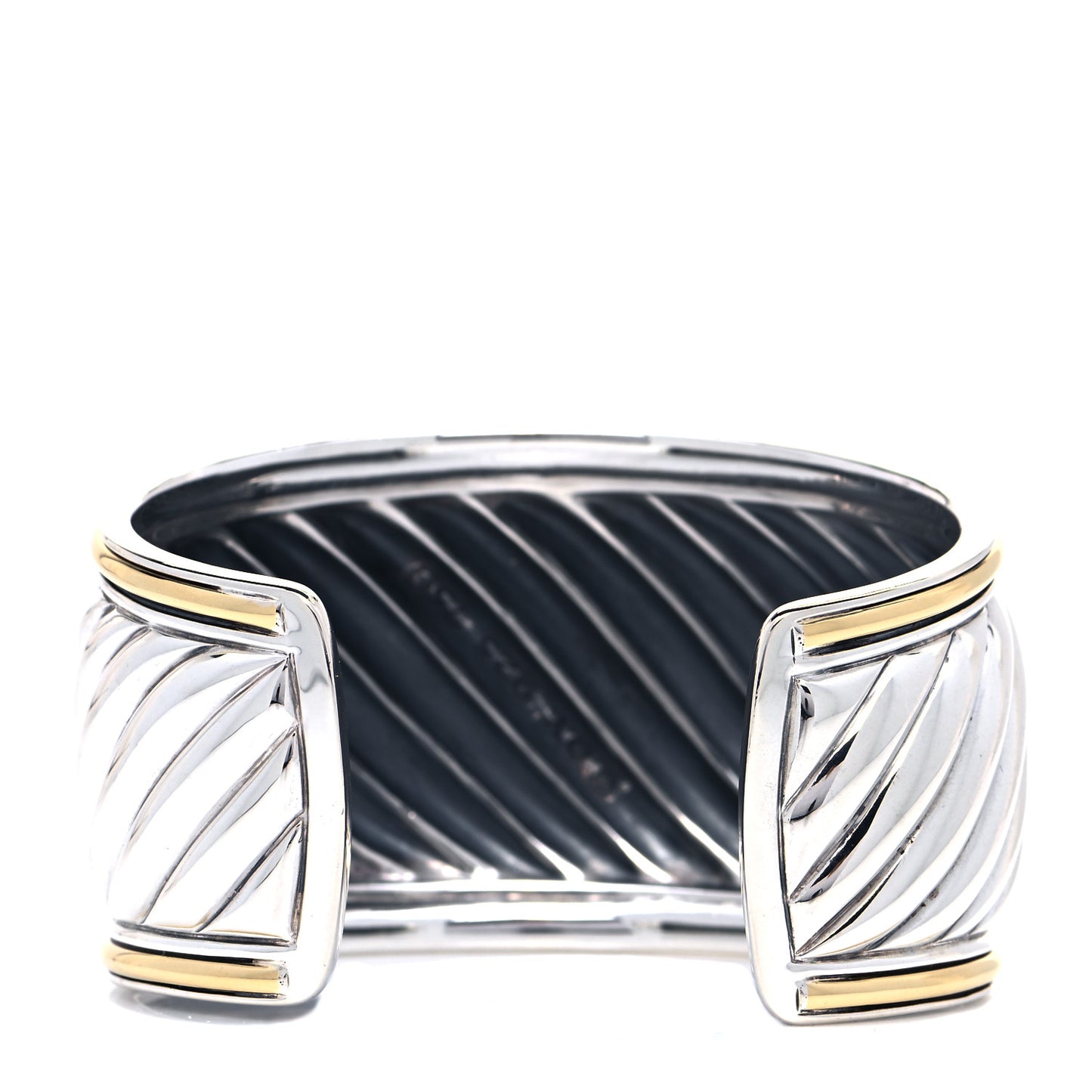 Sterling Silver 18K Yellow Gold 41mm Sculpted Cable Cuff Bracelet