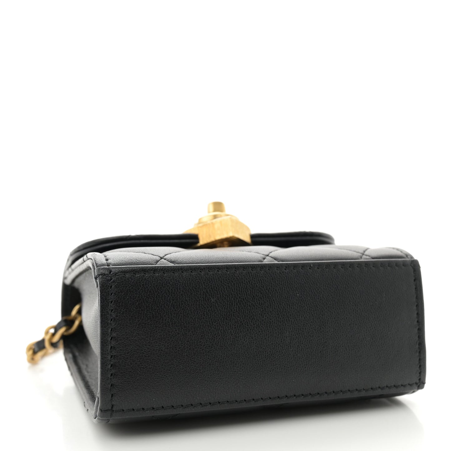 Lambskin Plexiglass Quilted Coco Love Clutch With Chain Black