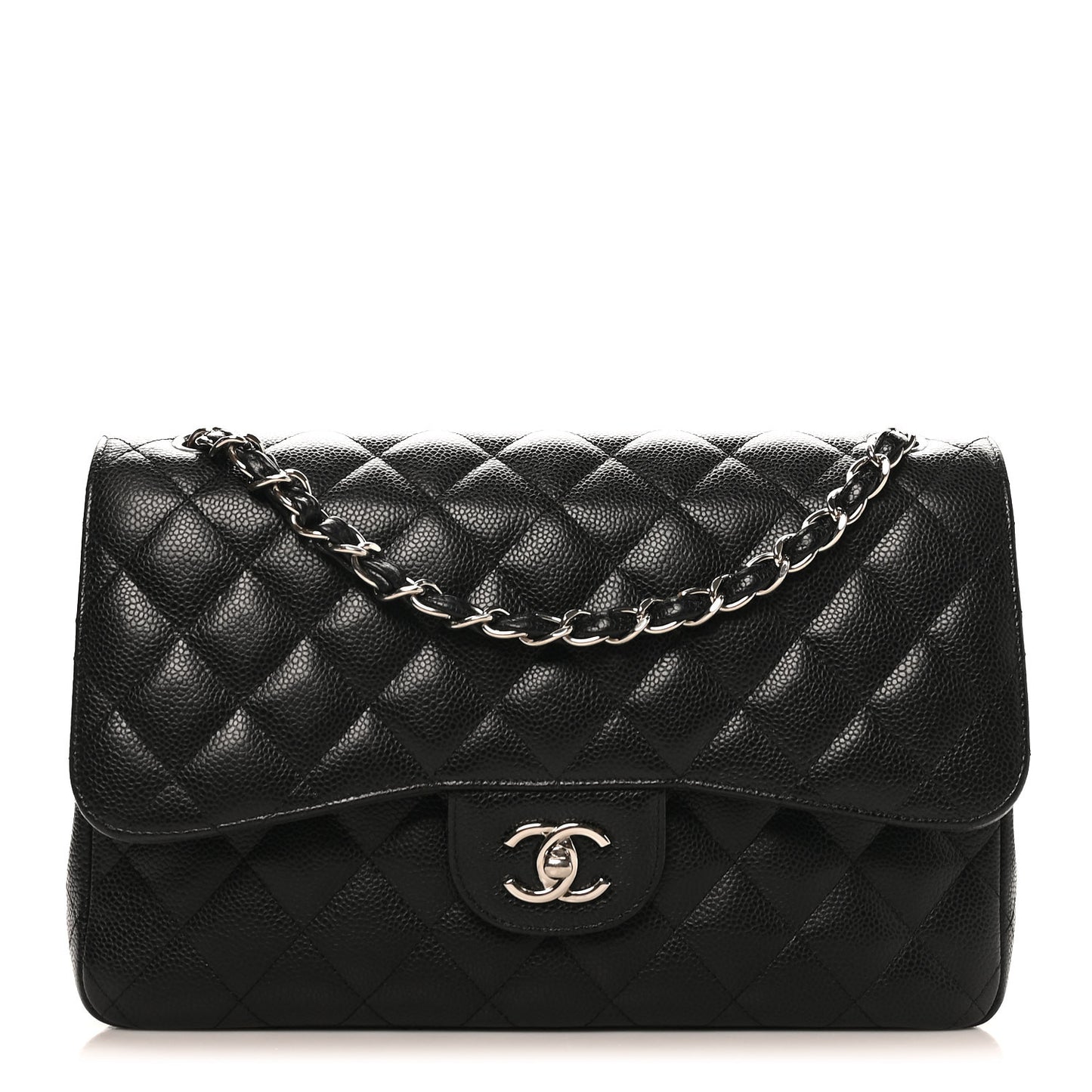 Caviar Quilted Jumbo Double Flap Black