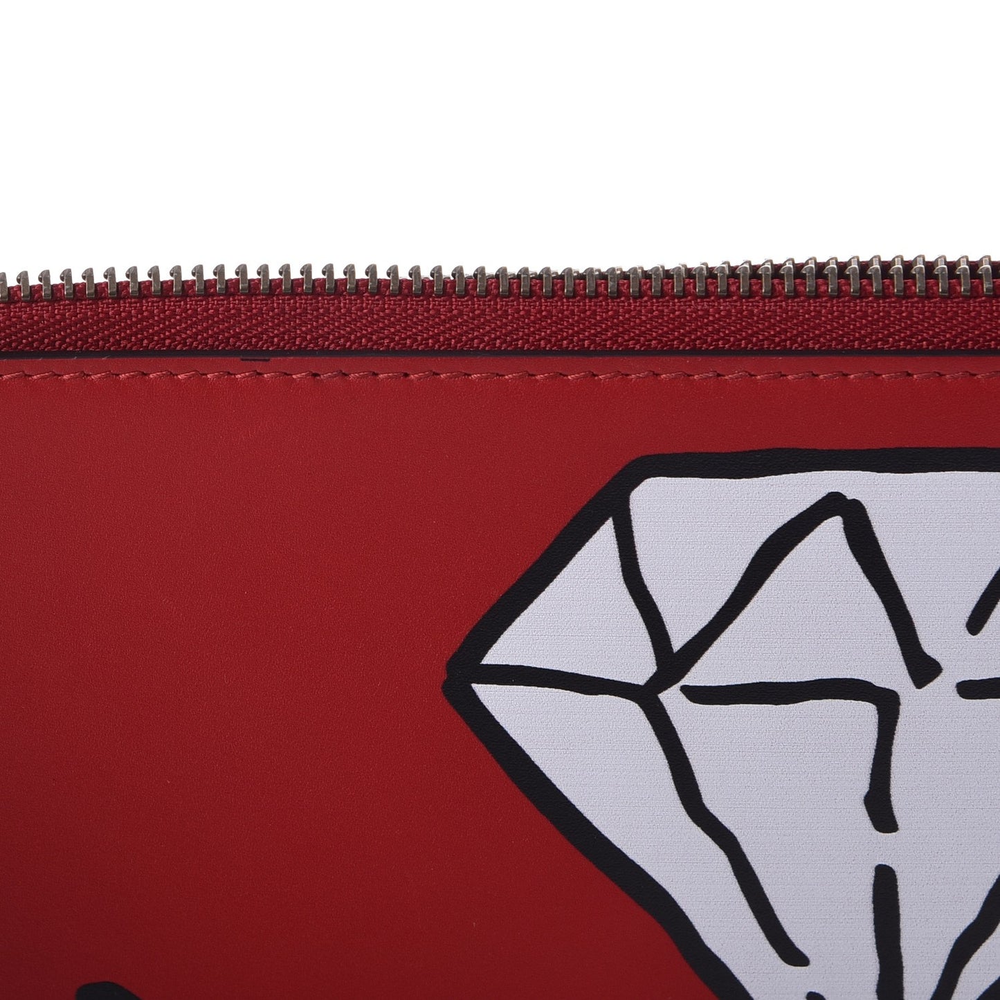 Calfskin GucciGhost Print Pouch Hibiscus Red