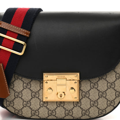Gucci GG Supreme Monogram Web Medium Padlock Messenger Shoulder Bag Black 8 of 11