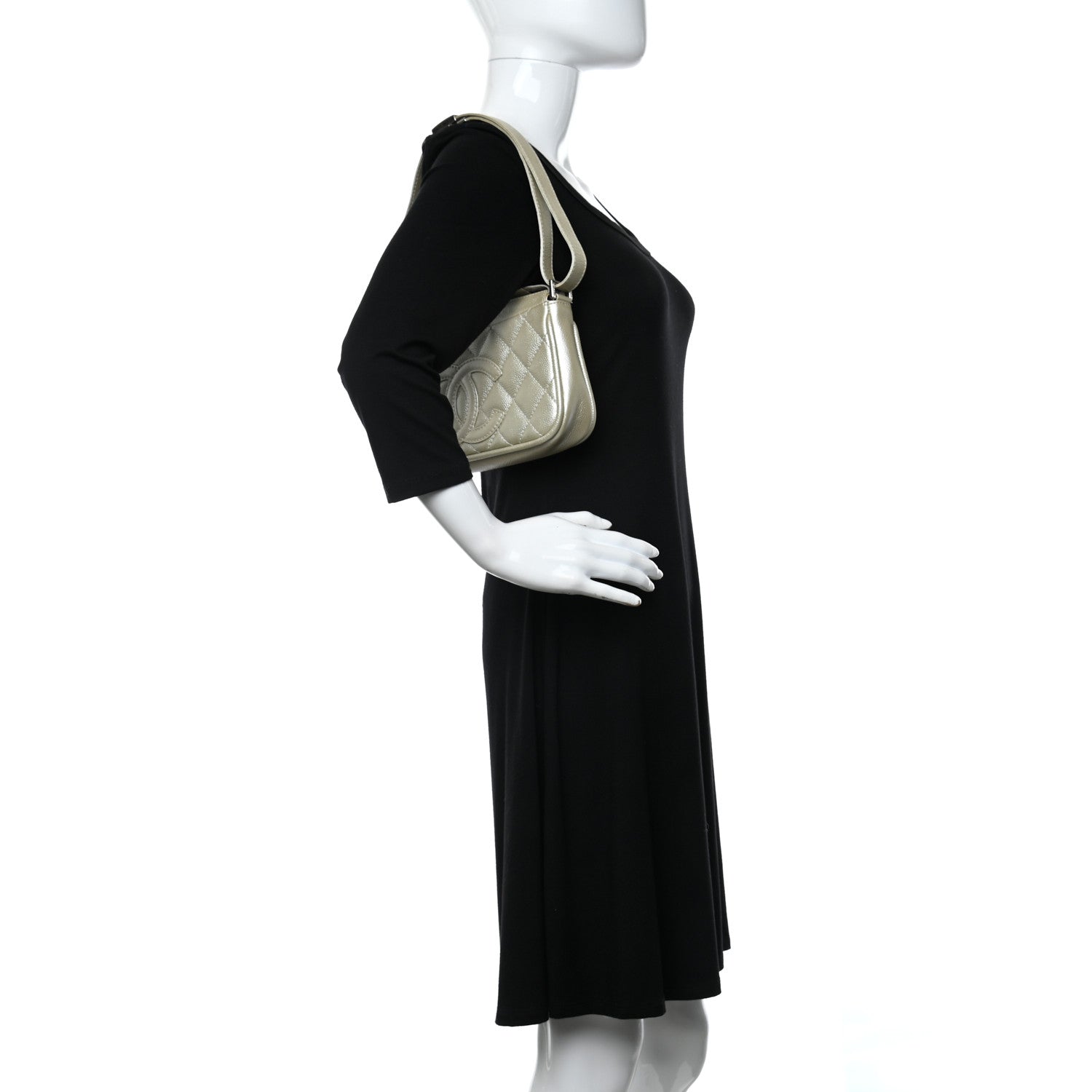 Chanel Metallic Caviar Quilted Timeless CC Shoulder Bag Gold 2 of 9