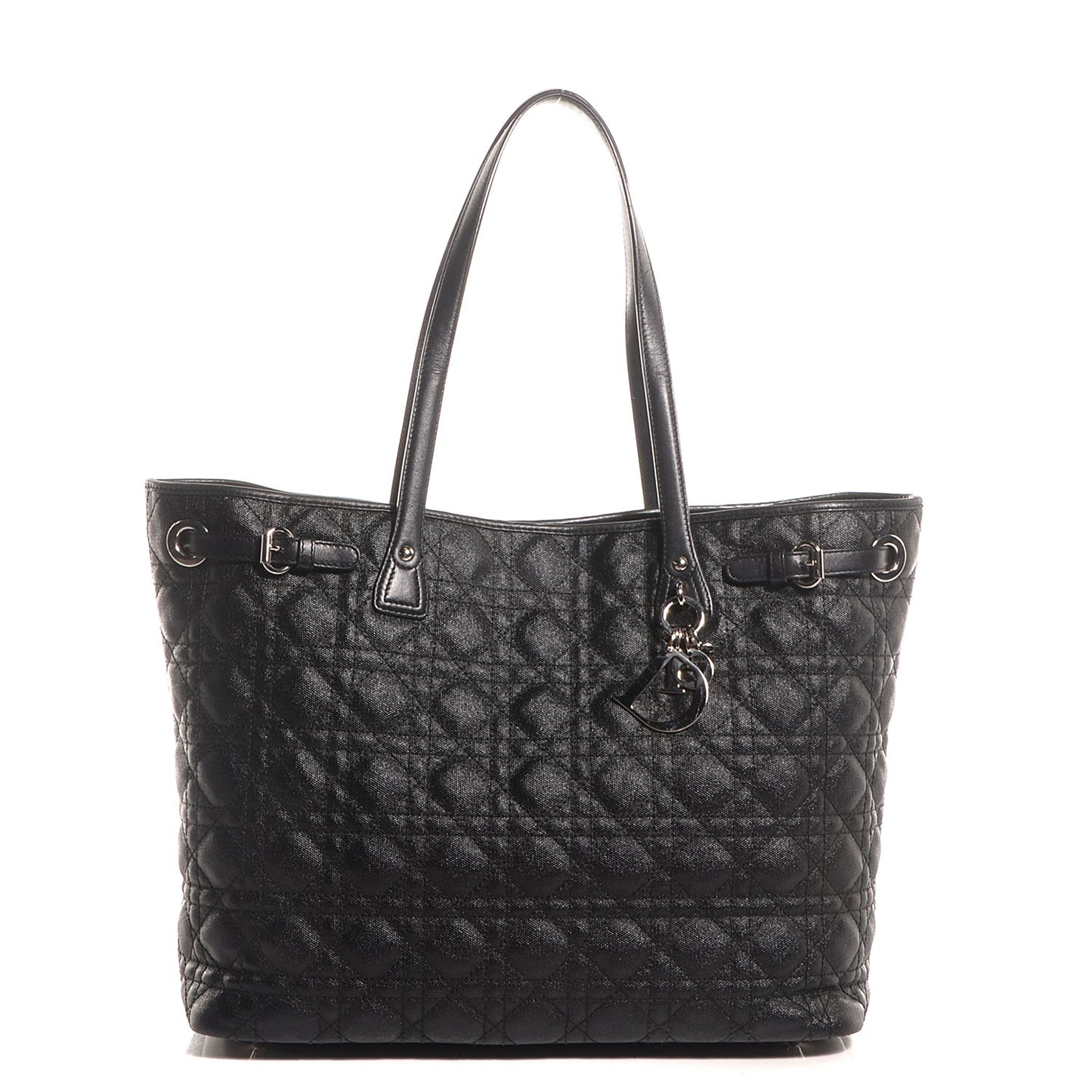 Coated Canvas Cannage Medium Panarea Tote Black
