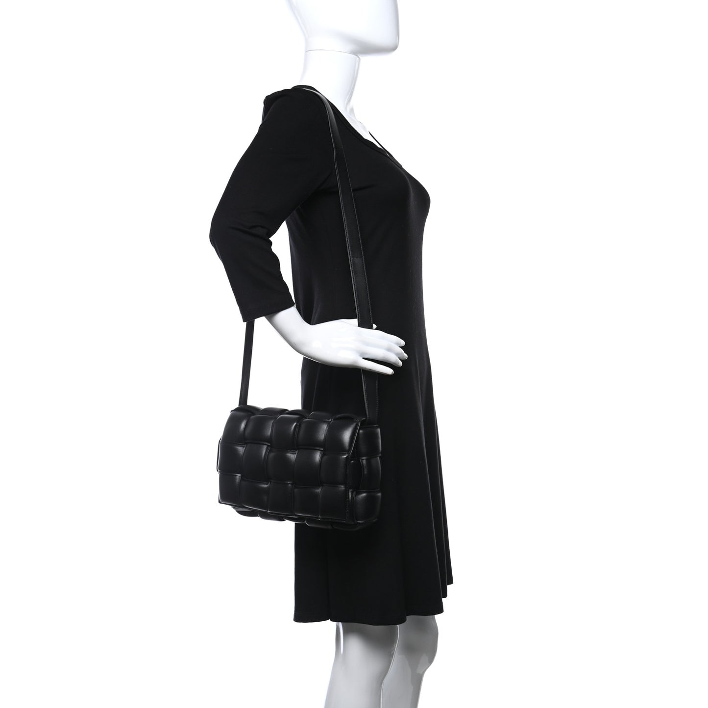 Nappa Maxi Intreccio Padded Cassette Crossbody Bag Black