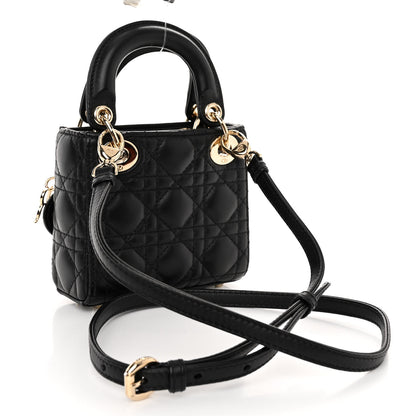 Christian Dior Lambskin Cannage Micro Lady Dior Black 3 of 9