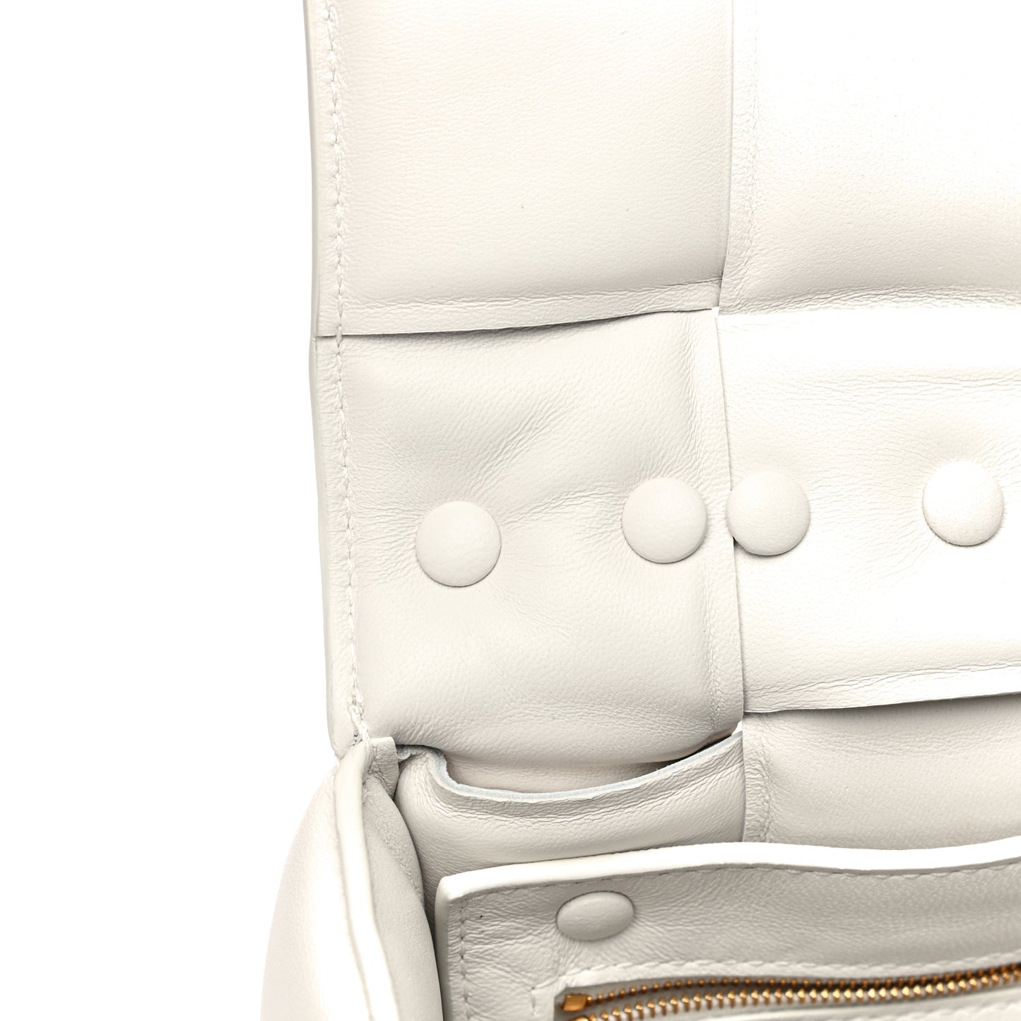 Lambskin Maxi Intreccio Padded Chain Cassette Crossbody Bag White