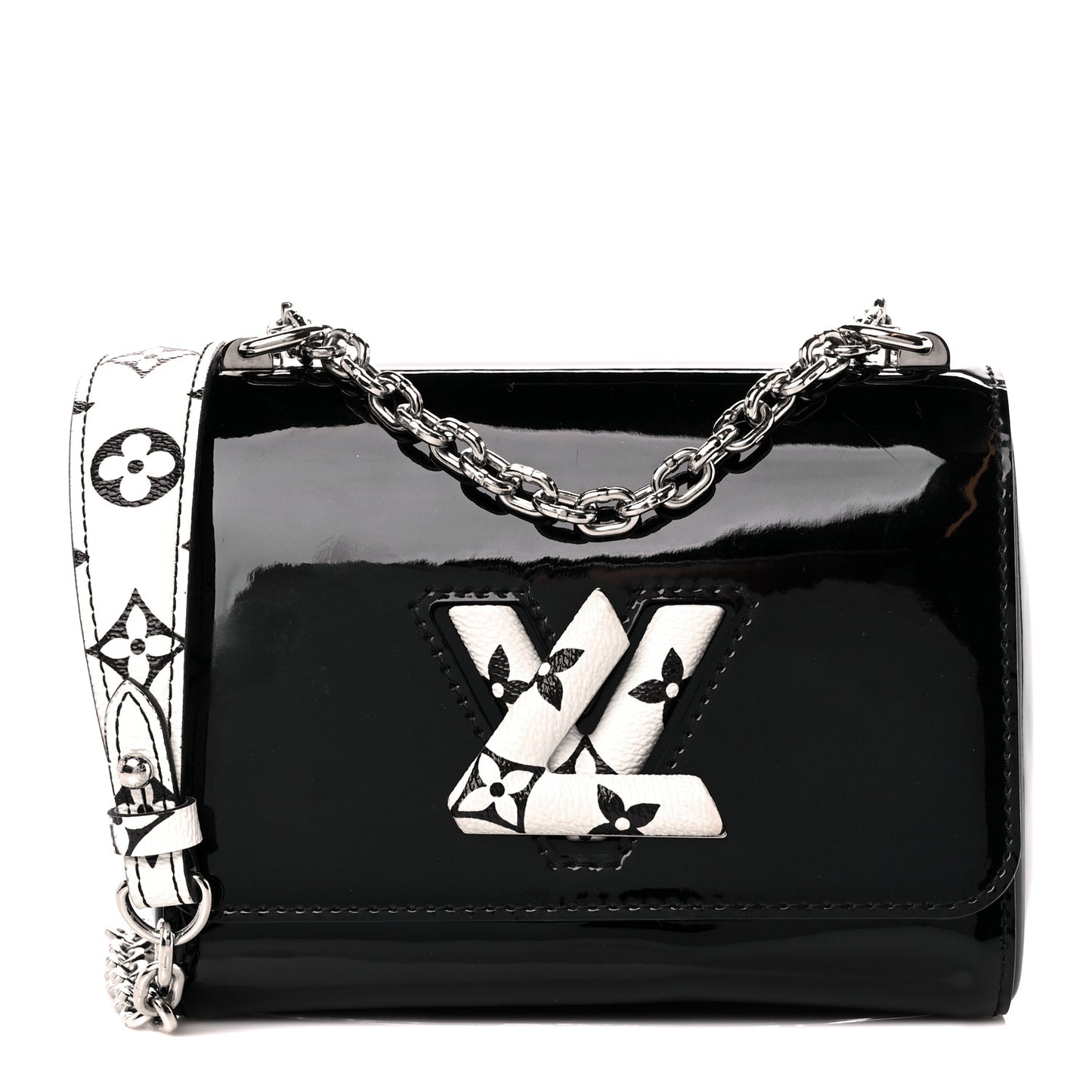 Patent Monogram Twist Shoulder Bag PM Black