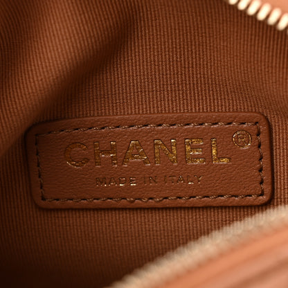 Chanel Shiny Crumpled Lambskin Quilted Small Preppy Pocket Camera Case Brown 6 of 11