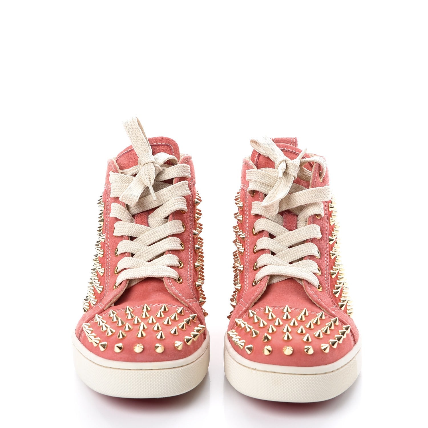 Christian Louboutin Suede Louis Spikes Flat Sneakers 40 Cameo Rose Gold 3 of 10