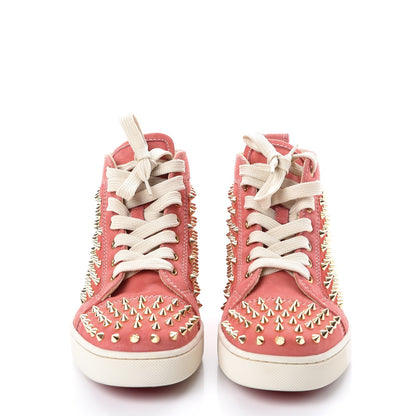 Christian Louboutin Suede Louis Spikes Flat Sneakers 40 Cameo Rose Gold 3 of 10