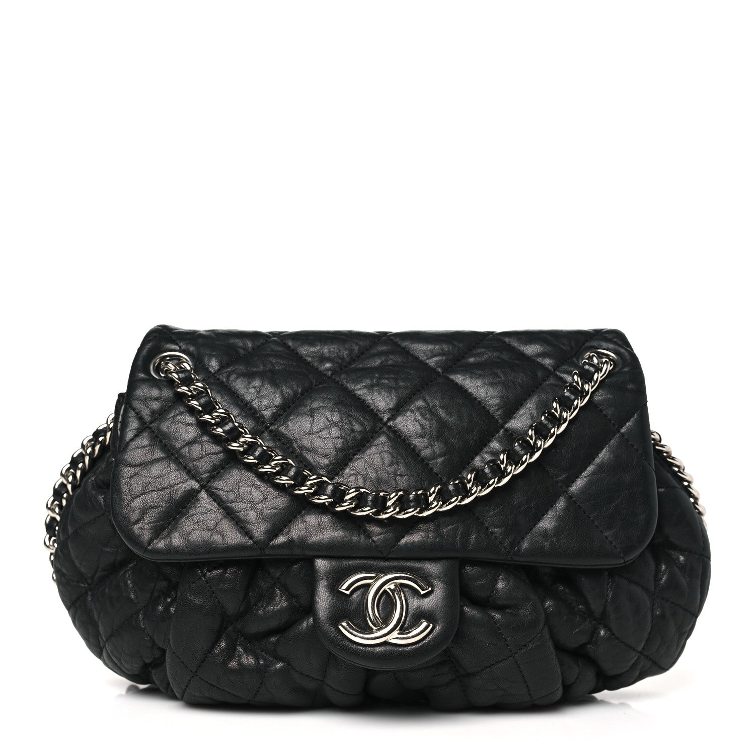 Chanel Washed Lambskin Quilted Medium Chain Around Messenger Black 1 of 10