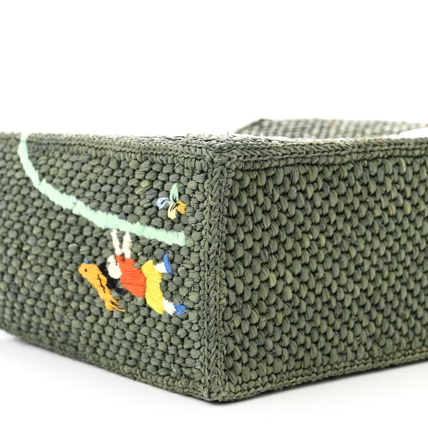 Loewe X SUNA FUJITA Raffia Small Font Tote Bottle Green 9 of 11