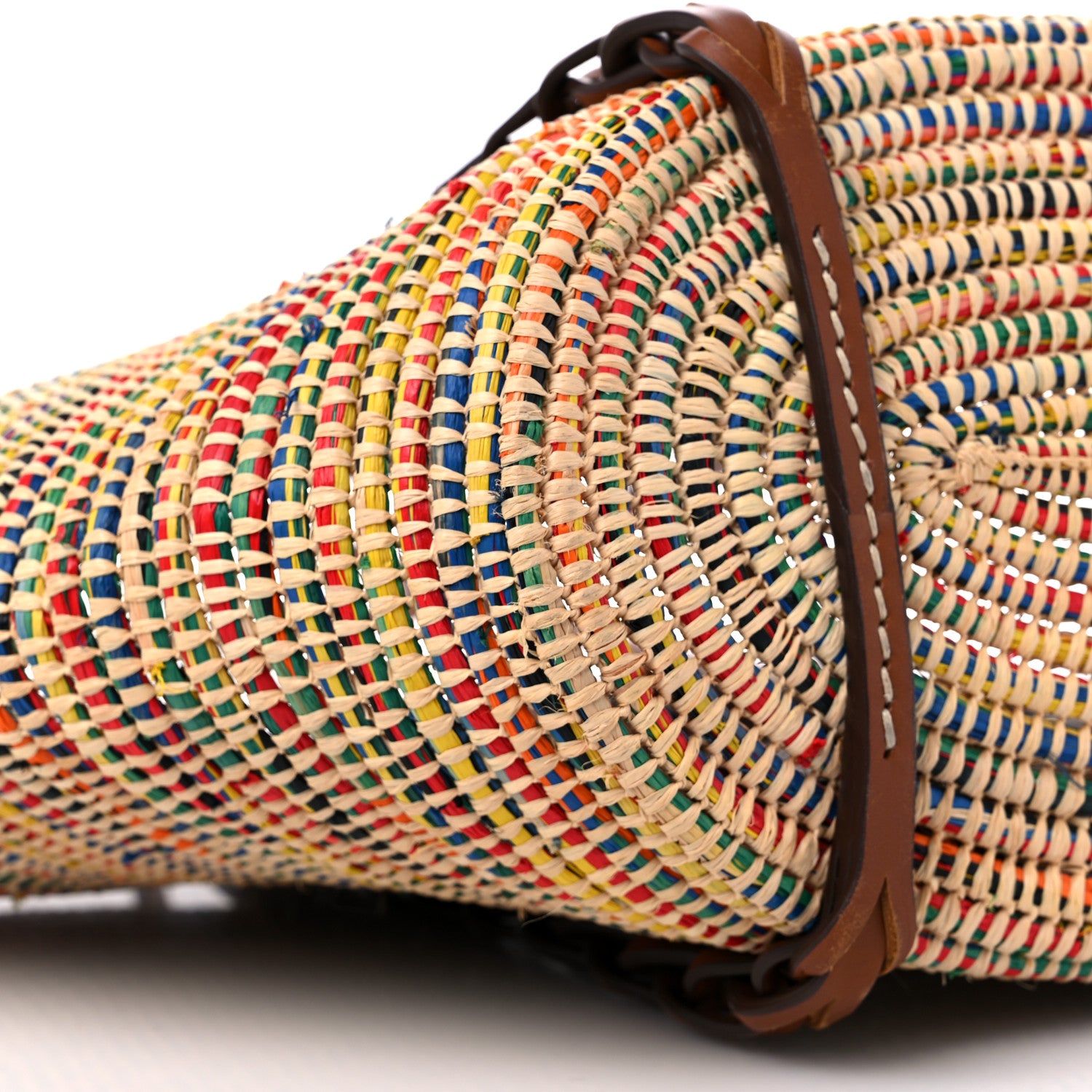 Prada Paglia Vitello Woven Braided Basket Tote Multicolor Cognac 7 of 9