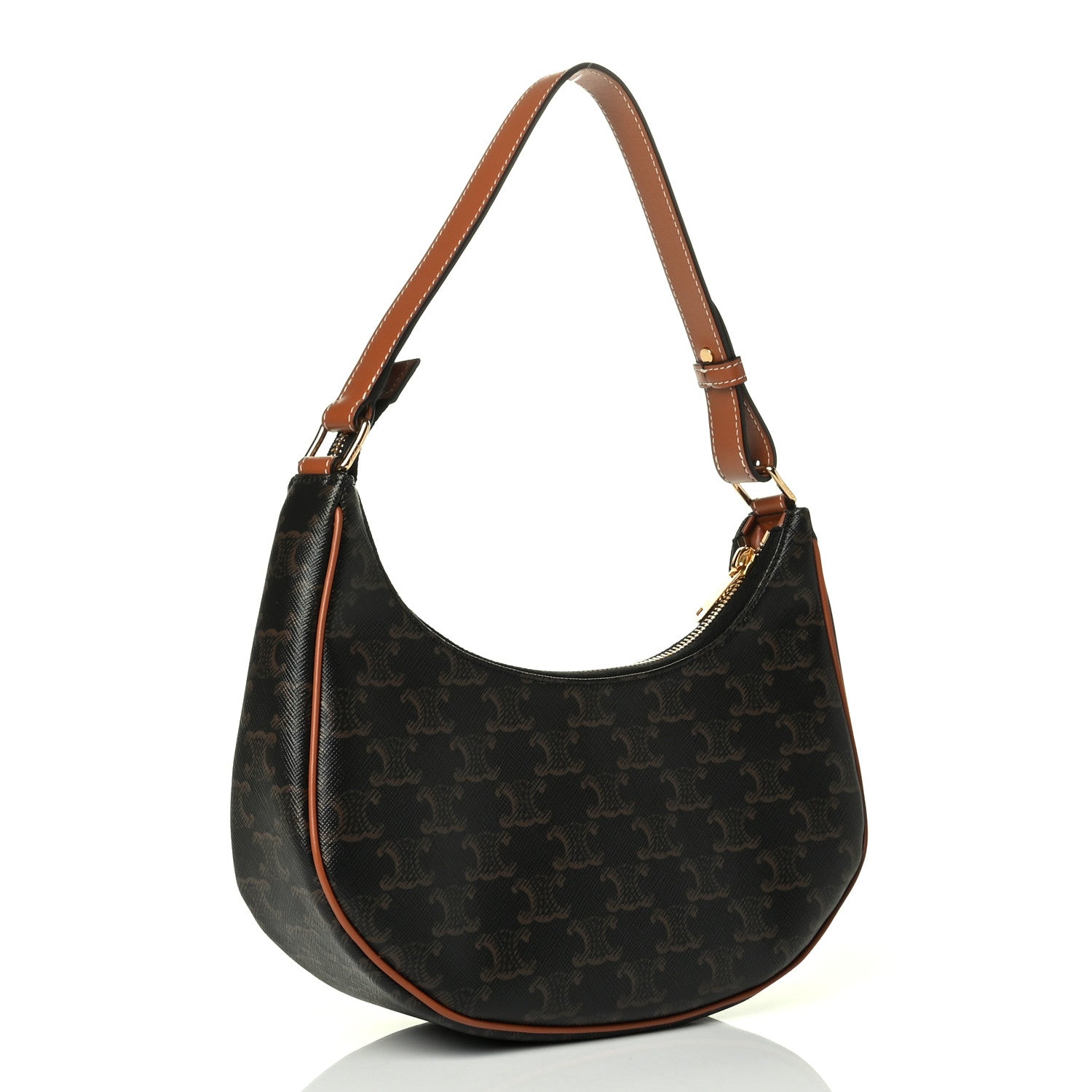 Celine Triomphe Canvas Calfskin Ava Shoulder Bag Tan 2 of 6