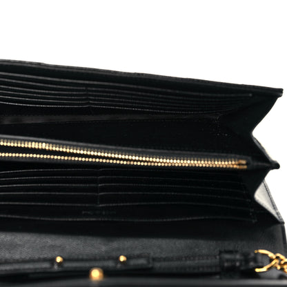 Saint Laurent Grain De Poudre Matelasse Chevron Monogram Chain Wallet Black 5 of 12