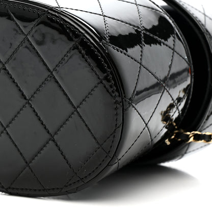 Chanel Patent Quilted Round Clutch With Chain Black 11 of 12