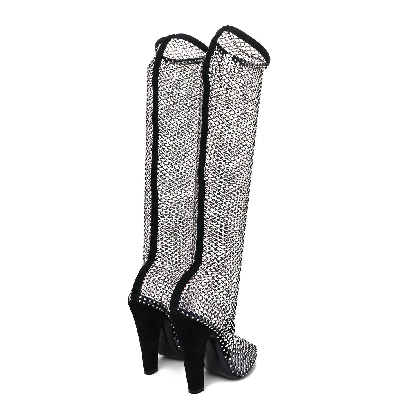 Mesh Crystal 68 Knee High Boots 37.5 Black