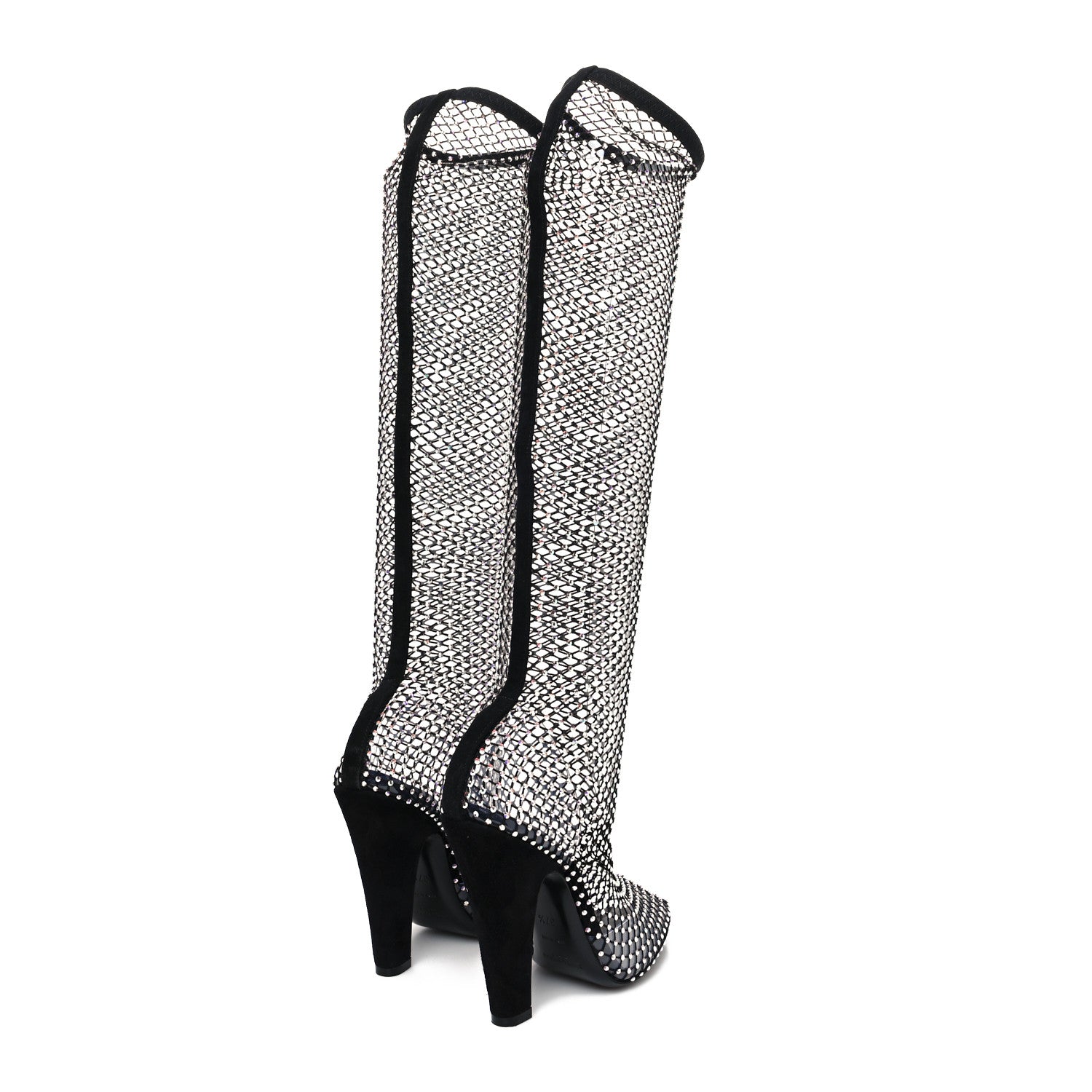 Saint Laurent Mesh Crystal 68 Knee High Boots 37.5 Black 4 of 8