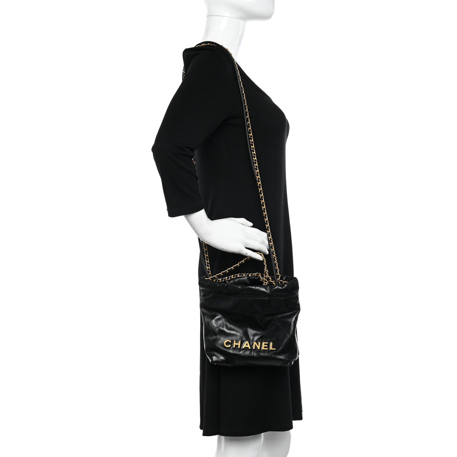 Chanel Shiny Calfskin Quilted Mini Chanel 22 Black 2 of 10