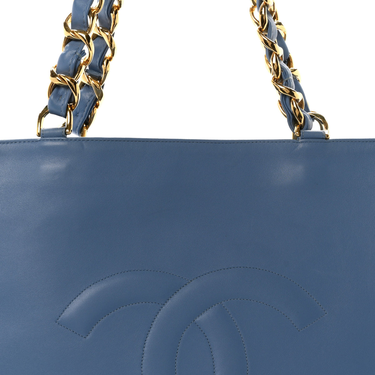 Chanel Lambskin CC Tote  Blue 9 of 11