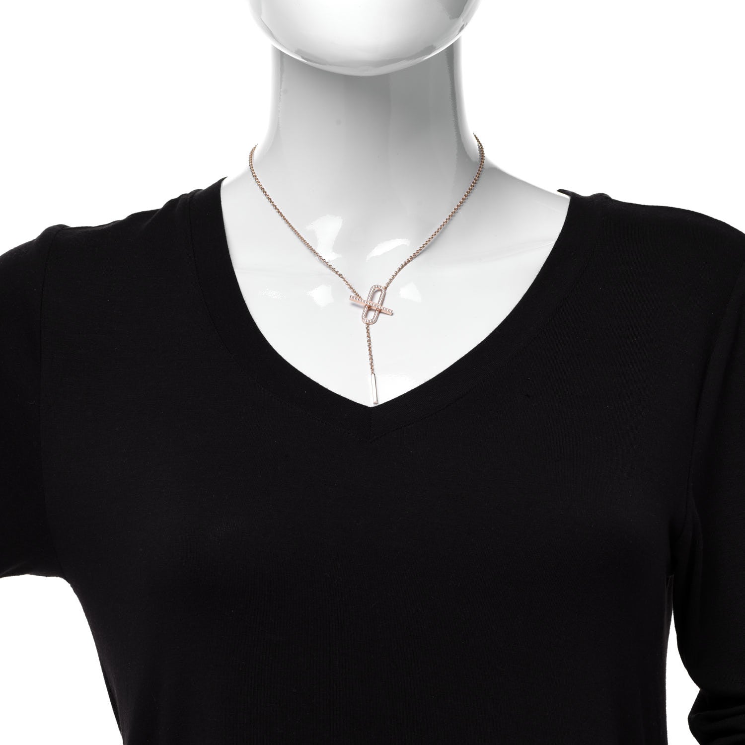 Hermes 18K Rose Gold Diamond PM Ever Chaine D'Ancre Necklace 2 of 6
