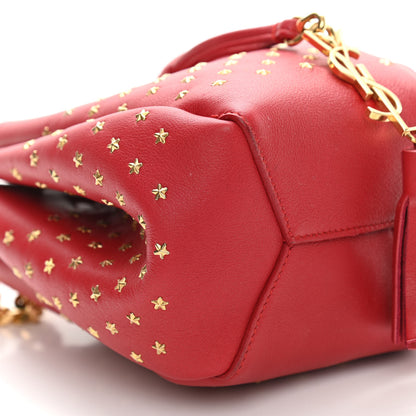 Saint Laurent Calfskin Star Studded Small Monogram Bucket Bag Red 9 of 10