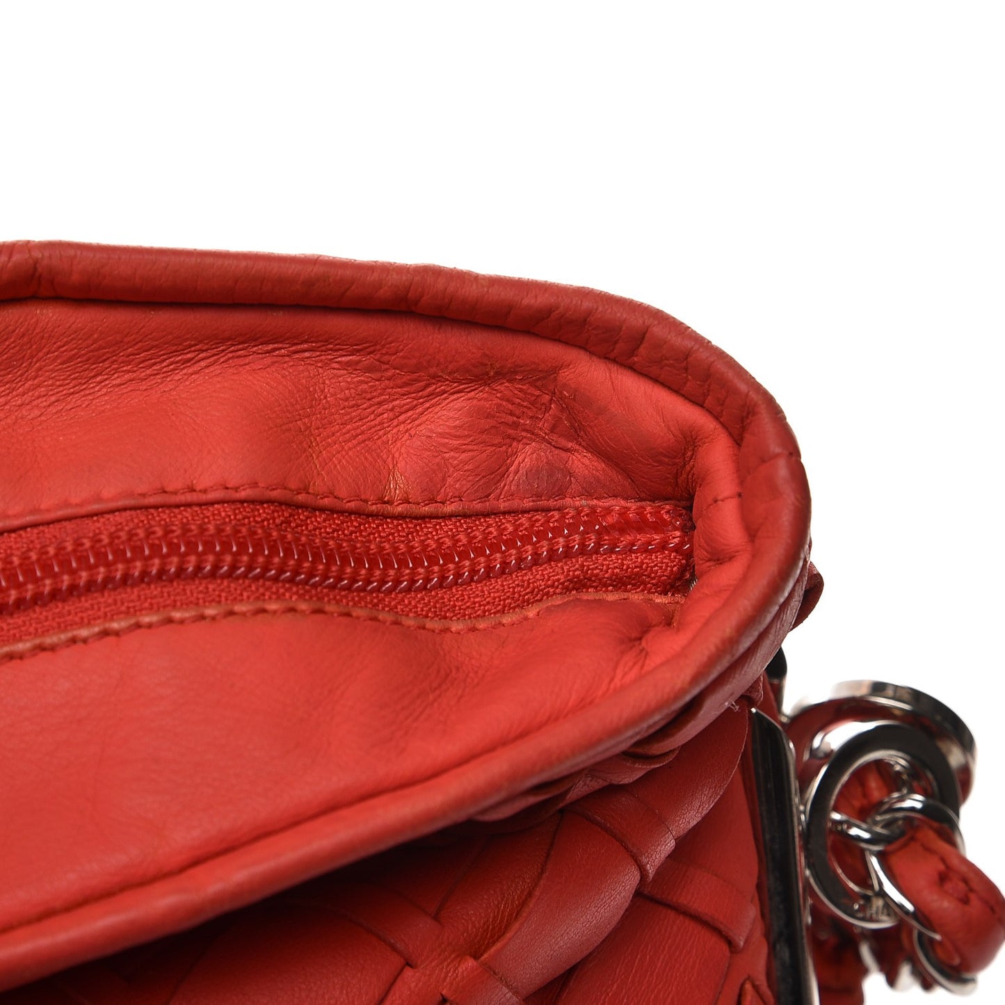 Lambskin Woven Medium Ultimate Soft Sombrero Hobo Red