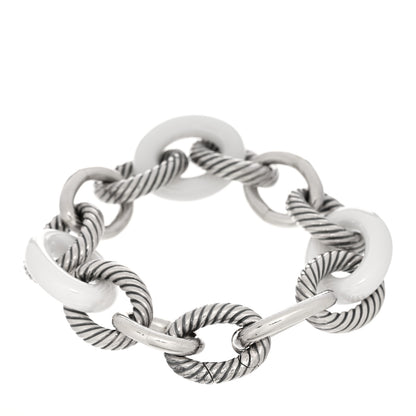 David Yurman Sterling Silver White Ceramic 17mm Extra Large Oval Link Bracelet 2 of 3