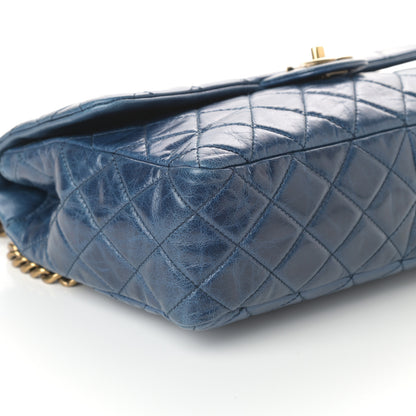 Chanel Glazed Calfskin Castle Rock Medium Flap Blue 9 of 10