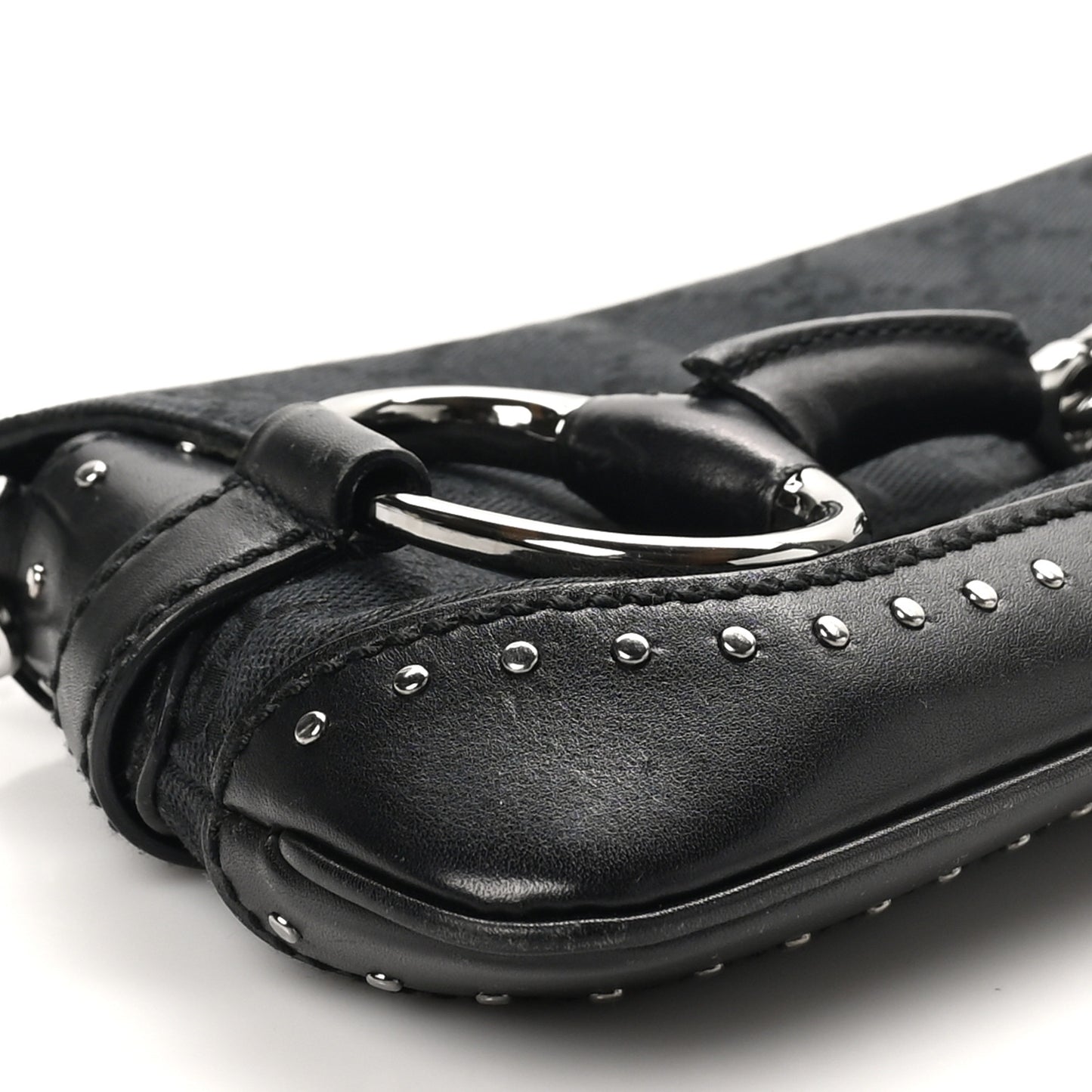 Monogram Studded Horsebit Clutch Black