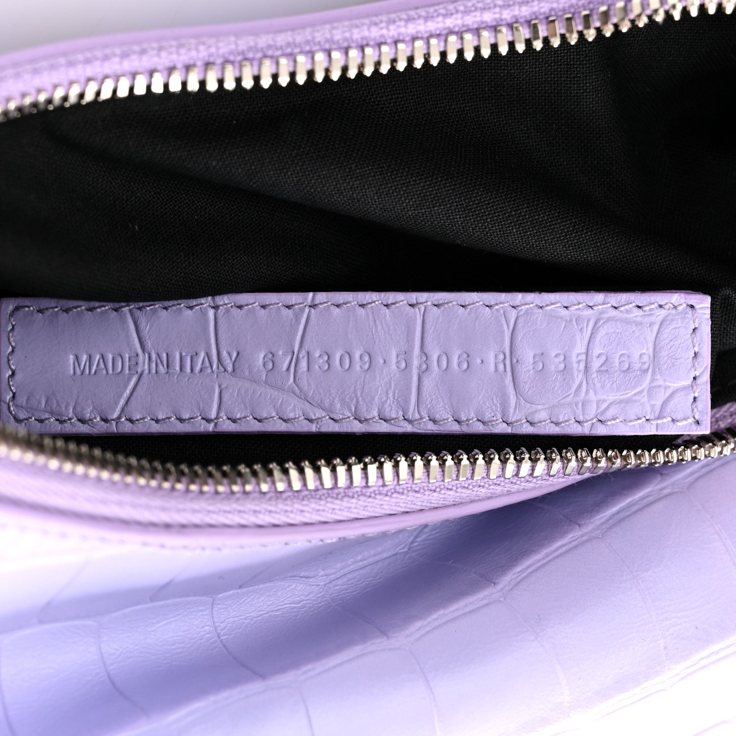 Balenciaga Extra Supple Calfskin Crocodile Embossed Le Cagole Shoulder Bag XS Lilac 8 of 11