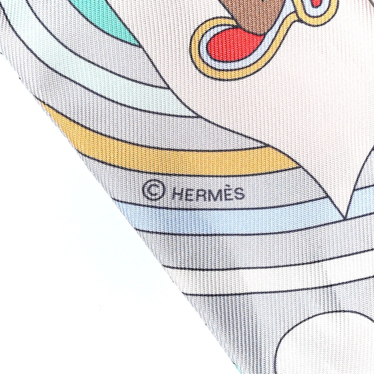 Hermes Silk Carres Volants Twilly Grenadine Gris Perle Rose Pale 3 of 6