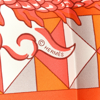 Hermes Silk L'Epopee D'Hermes Detail Scarf 70 Orange Gris Perle 4 of 5