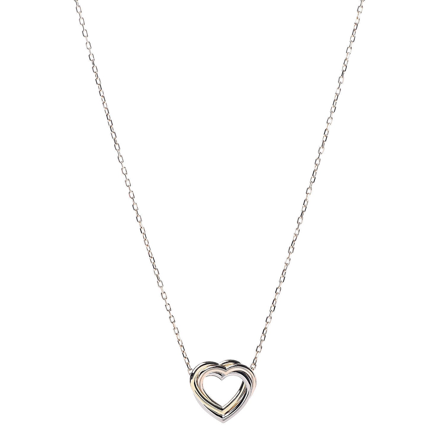 18K Pink Yellow White Gold Trinity Heart Necklace
