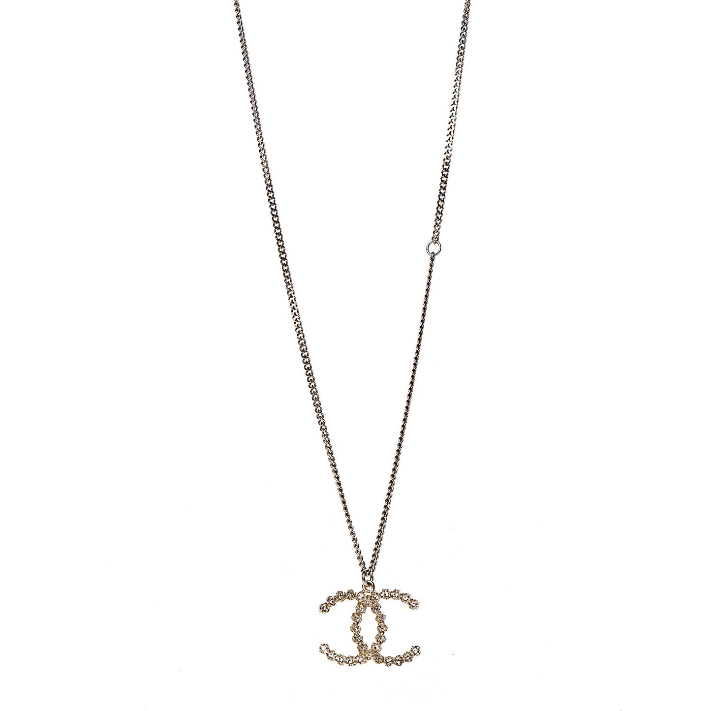 Crystal CC Pendant Necklace Gold