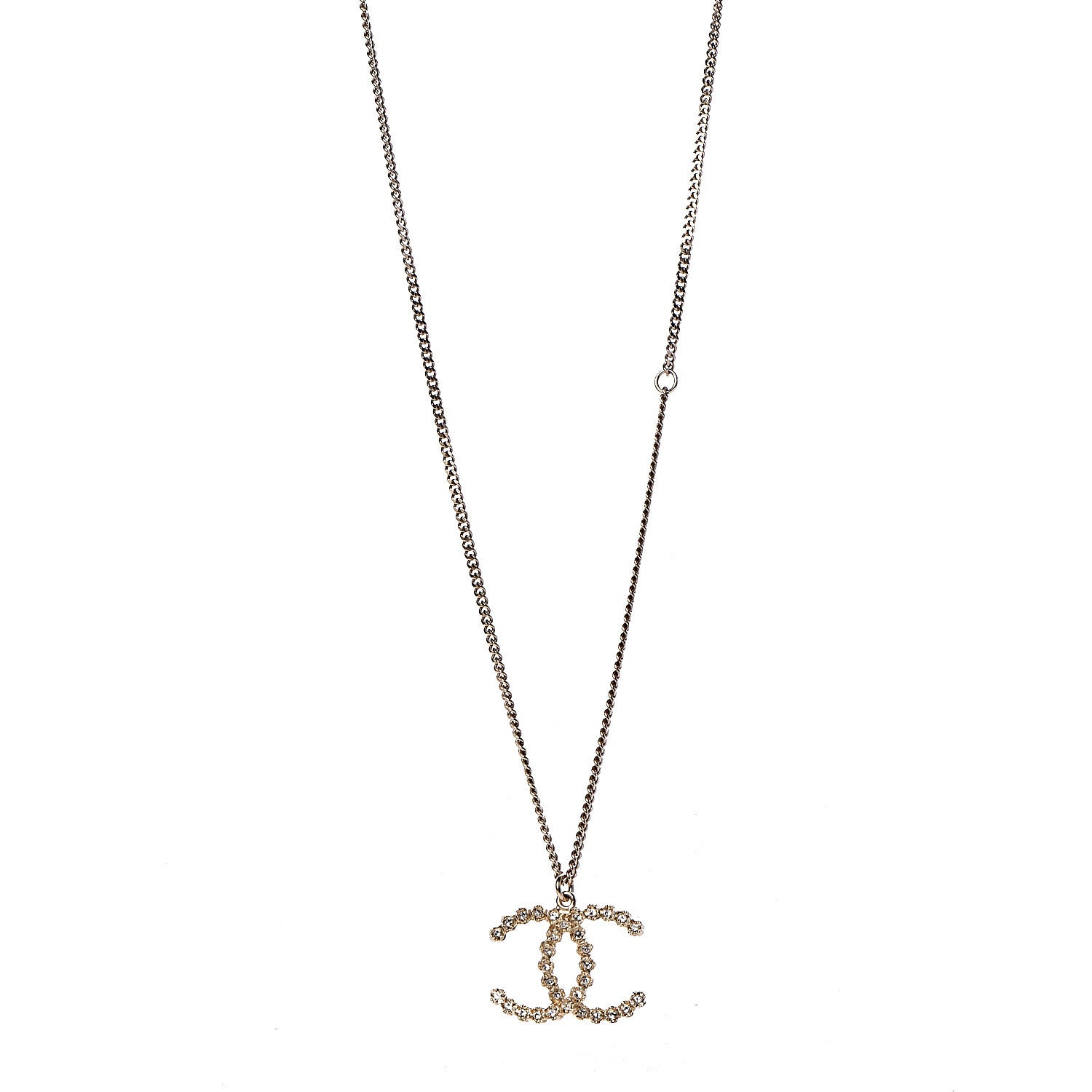Chanel Crystal CC Pendant Necklace Gold 1 of 6