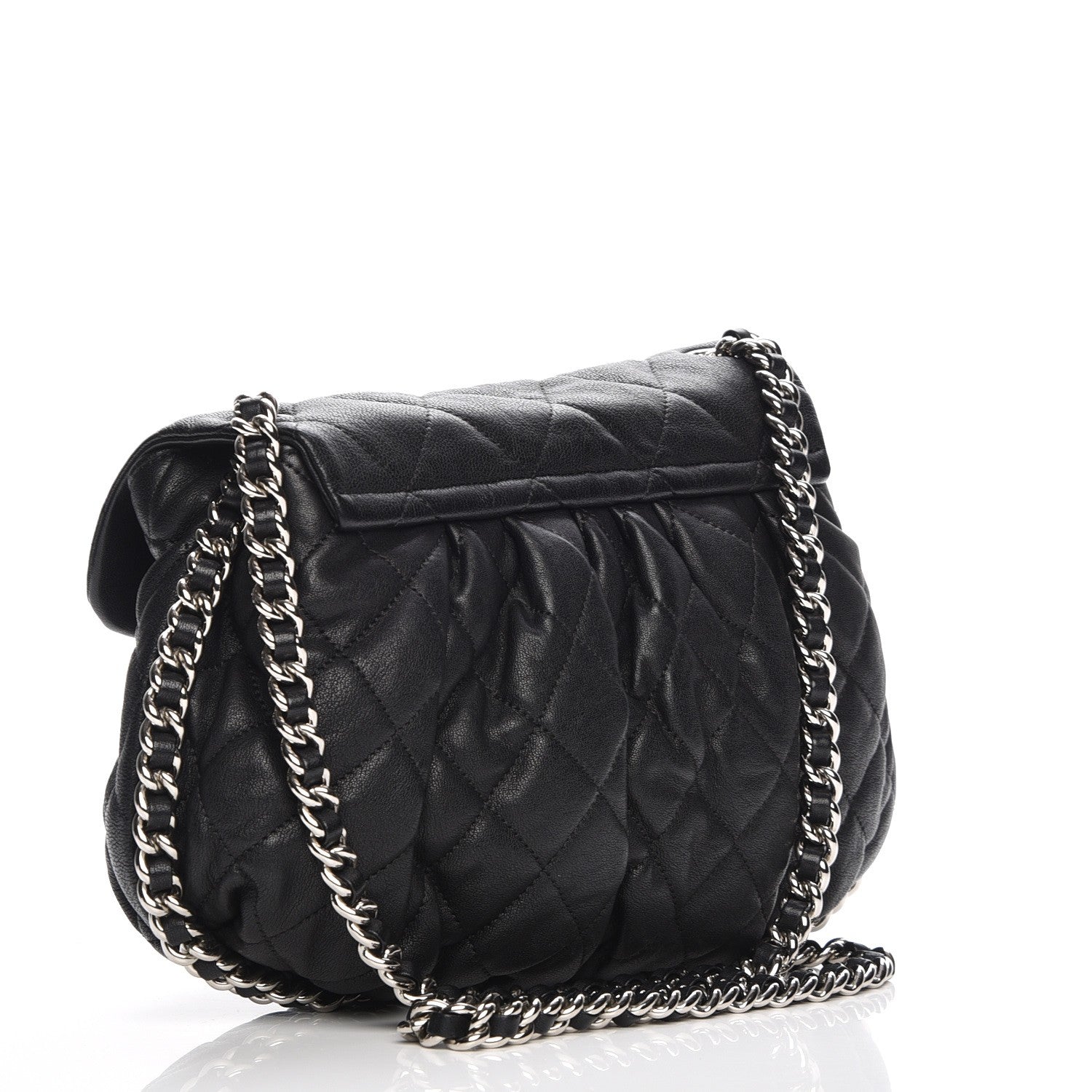 Chanel Washed Lambskin Quilted Medium Chain Around Messenger Black 3 of 8