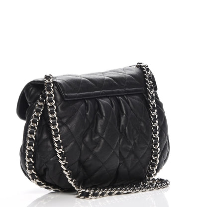 Chanel Washed Lambskin Quilted Medium Chain Around Messenger Black 3 of 8