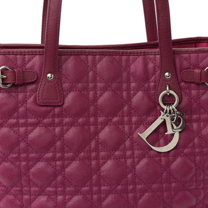 Christian Dior Coated Canvas Cannage Medium Panarea Tote Raspberry 8 of 12