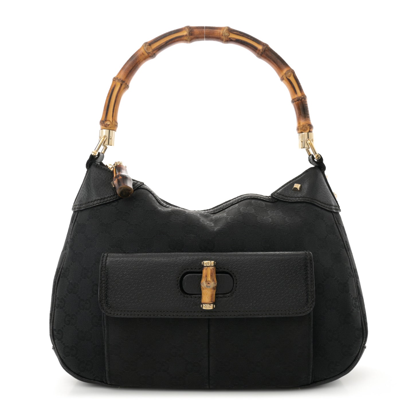 Monogram Bamboo Medium Top Handle Bag Black